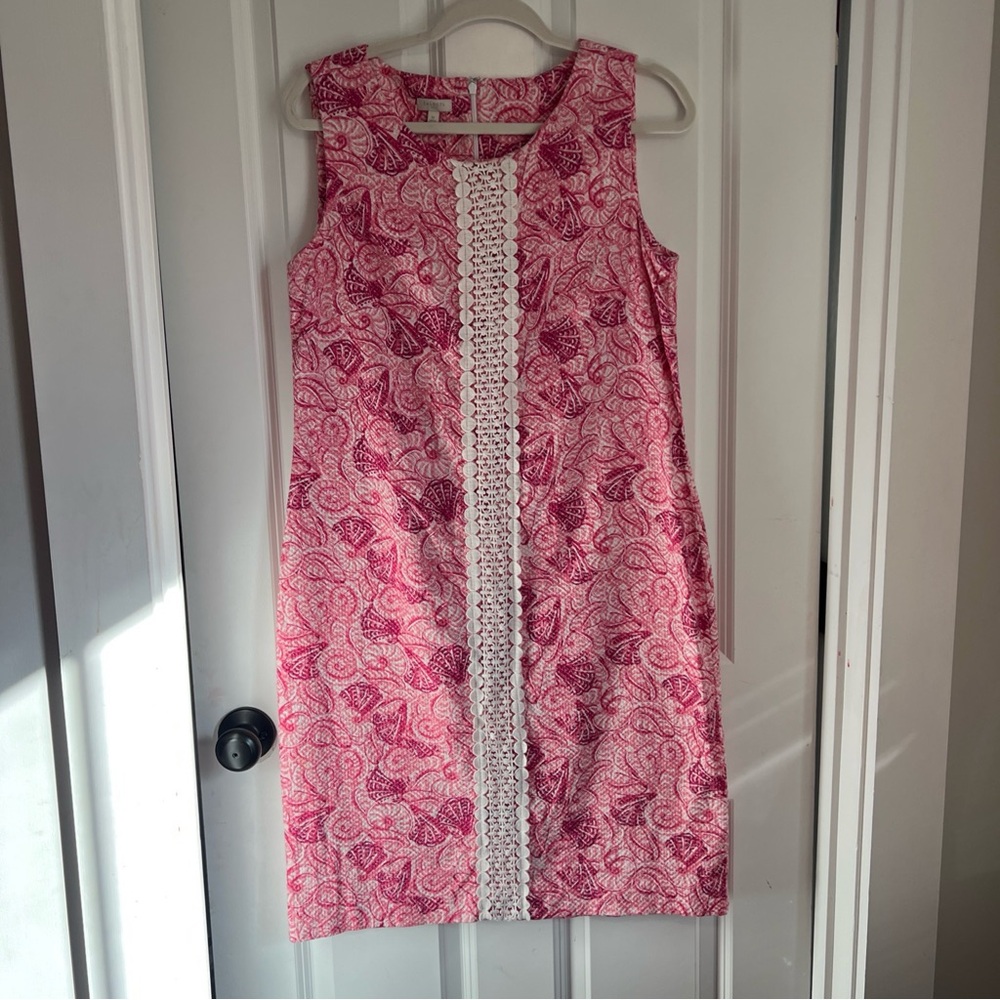 Talbots Pink and Cream Textured Dress - Shell Pattern
